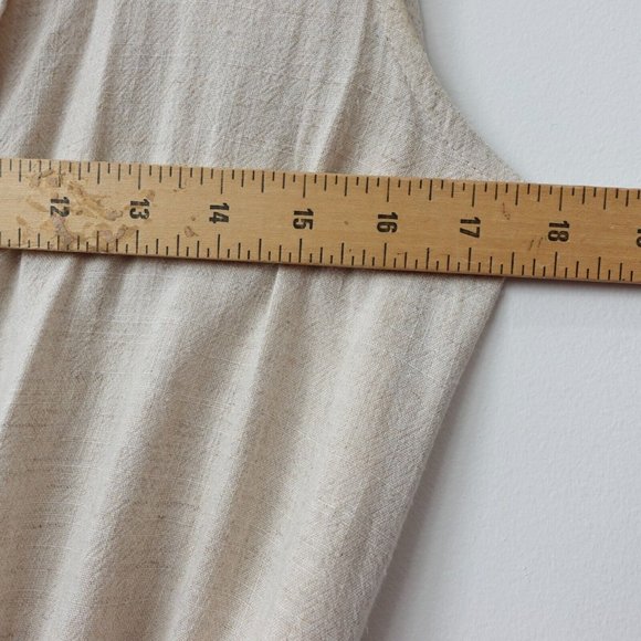 Everly Dress Size Small Linen Wrap Short Mini Casual Surplice Sundress Beige - Picture 3 of 10
